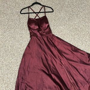 Open back wine gown